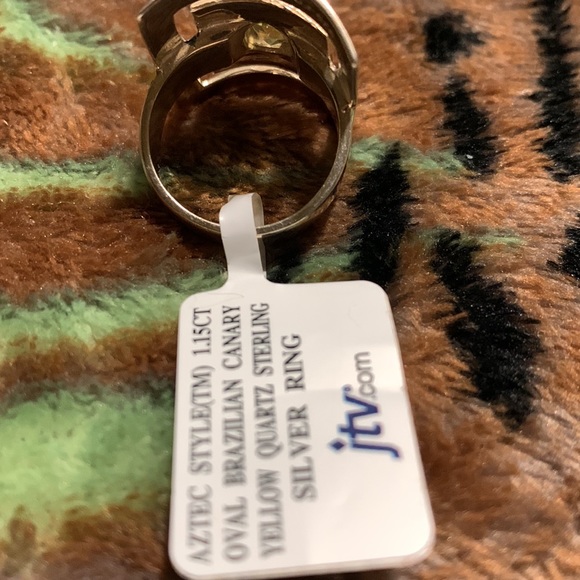 Size 7 .925 SS Aztec 1.15ct Brazilian Yellow Quartz - Picture 4 of 7